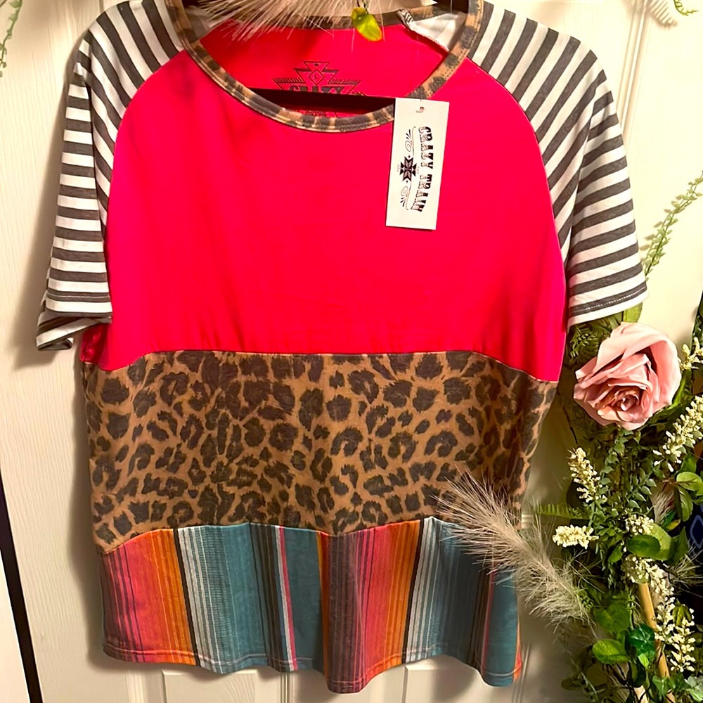 Crazy train shirt multi print large Net
